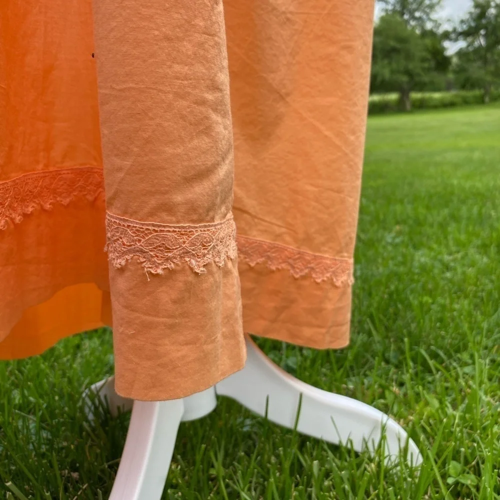 Oscar de la Renta Peach Cotton Maxi Dress